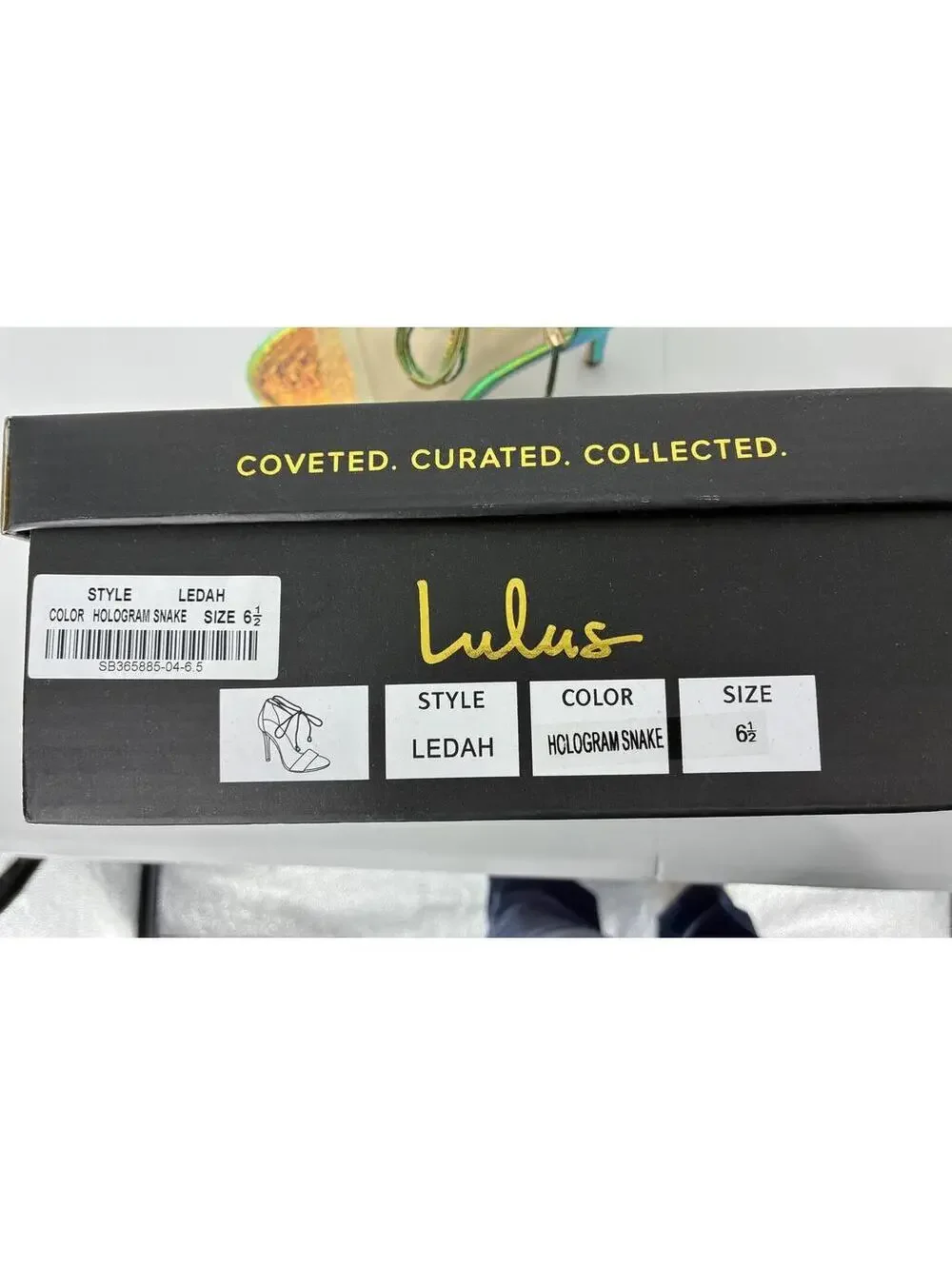 Lulus Ledah Hologram Snake High Heel Sandals with Clear Strap Size 6.5 M